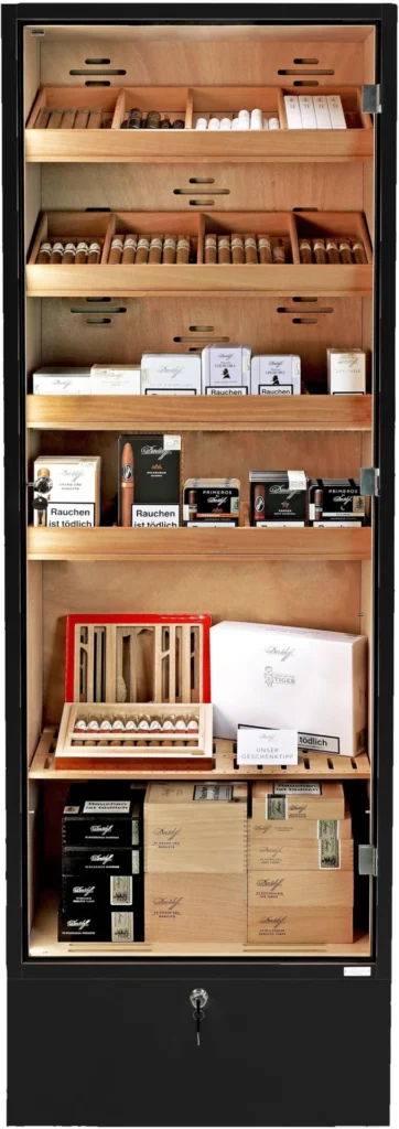 Adorini Portofino Cabinet – czarna szafka na cygara na 3 100 sztuk z modułowym systemem z drewna cedrowego