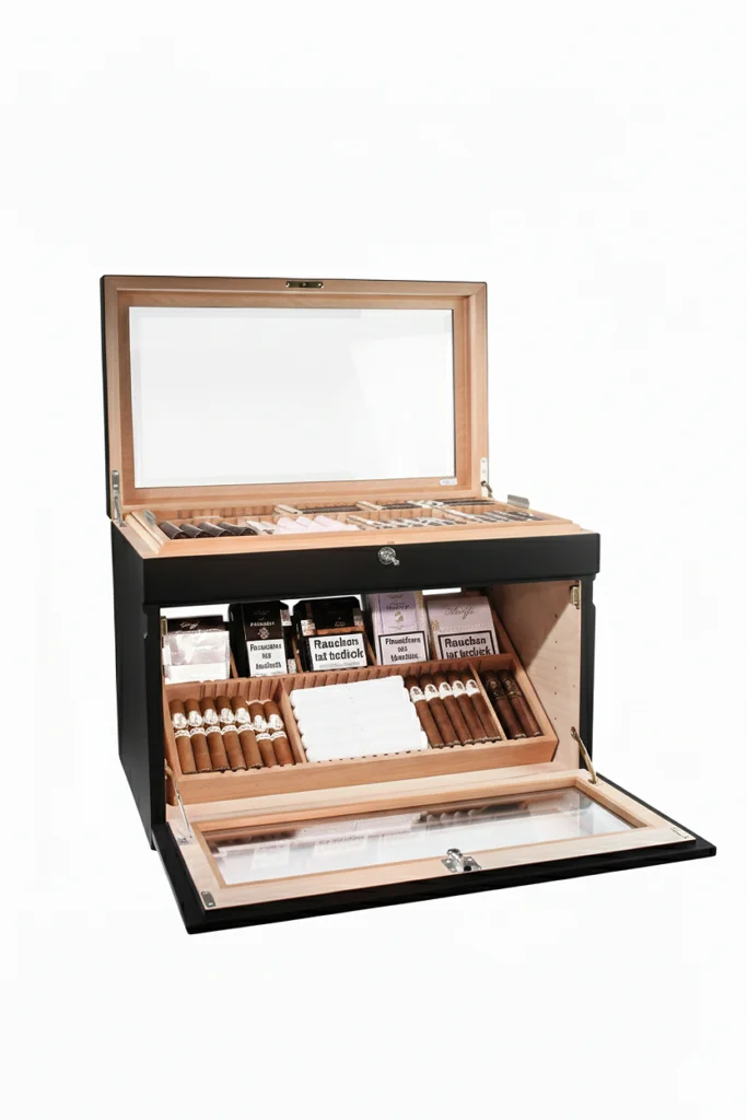 Humidor Adorini Portico Deluxe w kolorze czarnym na 400 cygar – kompaktowy, nowoczesny design